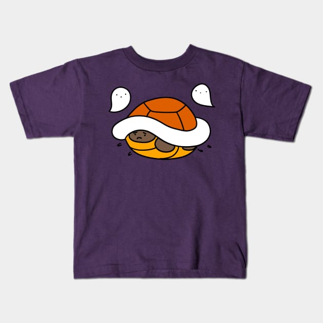 Turtle Scared of Ghosts Kids T-Shirt by saradaboru